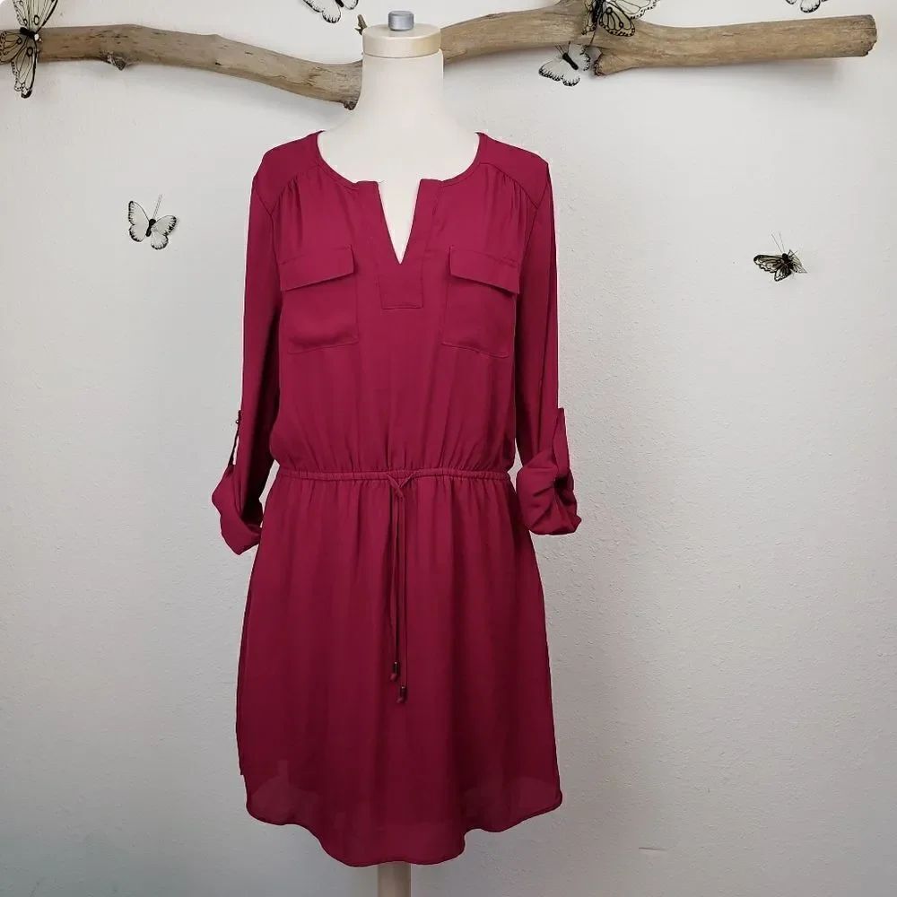 Daniel RAINN red shirt dress cargo pockets